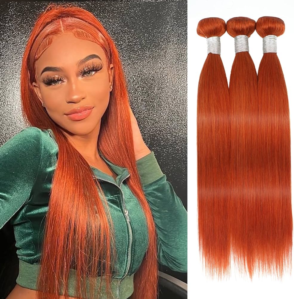 Ginger Bundles Human Hair #350 Orange Color Straight 100% Human Hair 